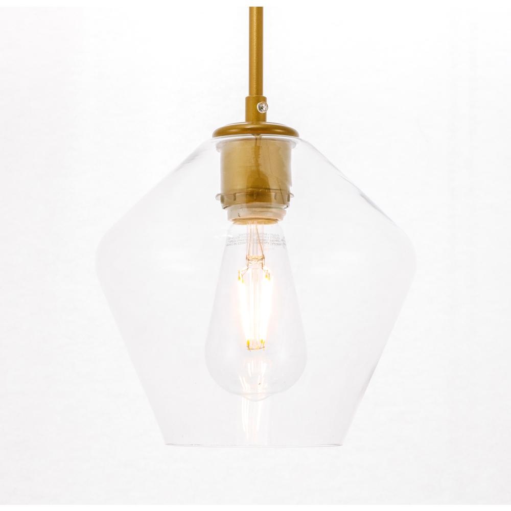 Gene 1 light Brass and Clear glass pendant. Picture 10