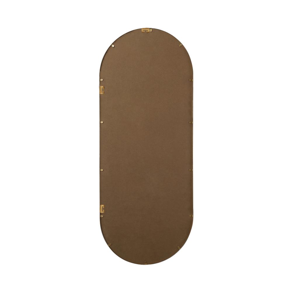 Metal Frame Oval Mirror 24x60 Inch in Brass. Picture 10