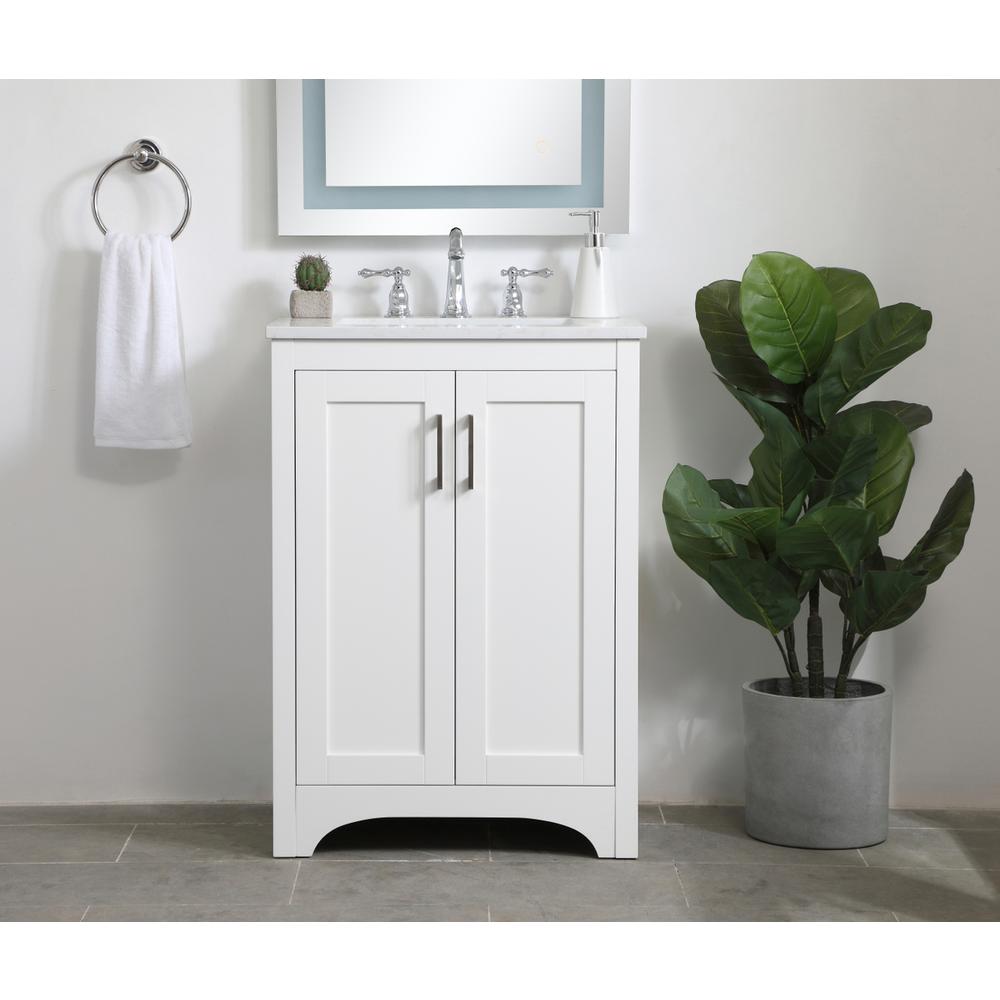 24 inch Single Bathroom Vanity in White. Picture 14