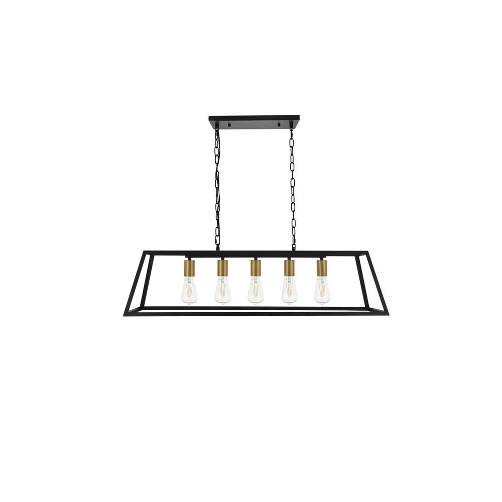 Resolute 5 light brass and black Pendant. Picture 2