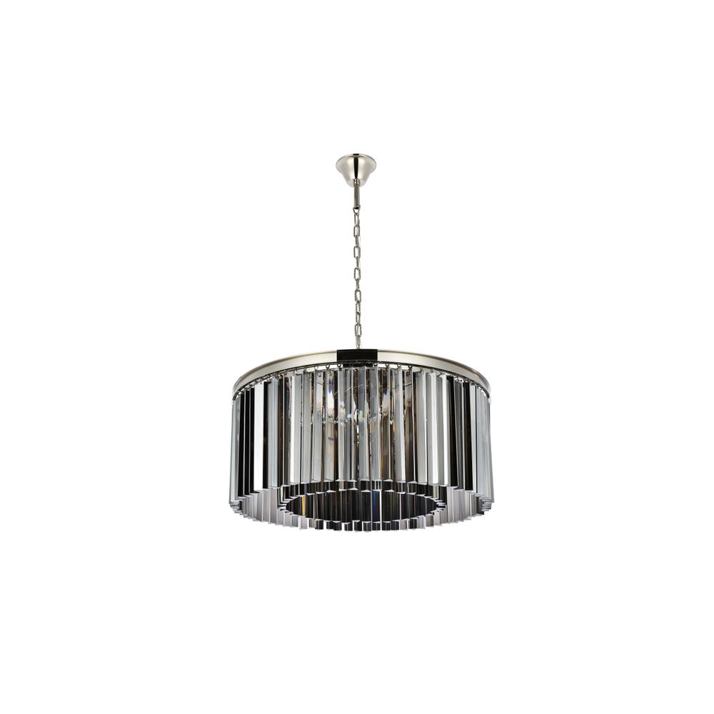 Sydney 8 light polished nickel Chandelier Silver Shade (Grey) Royal Cut Crystal. Picture 6