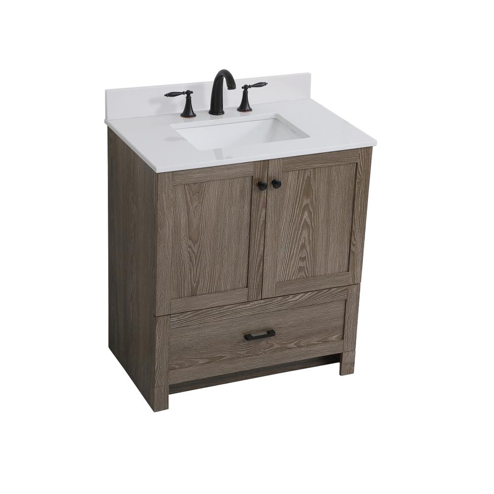 30 inch Single Bathroom Vanity in Weathered oak with Backsplash. Picture 8