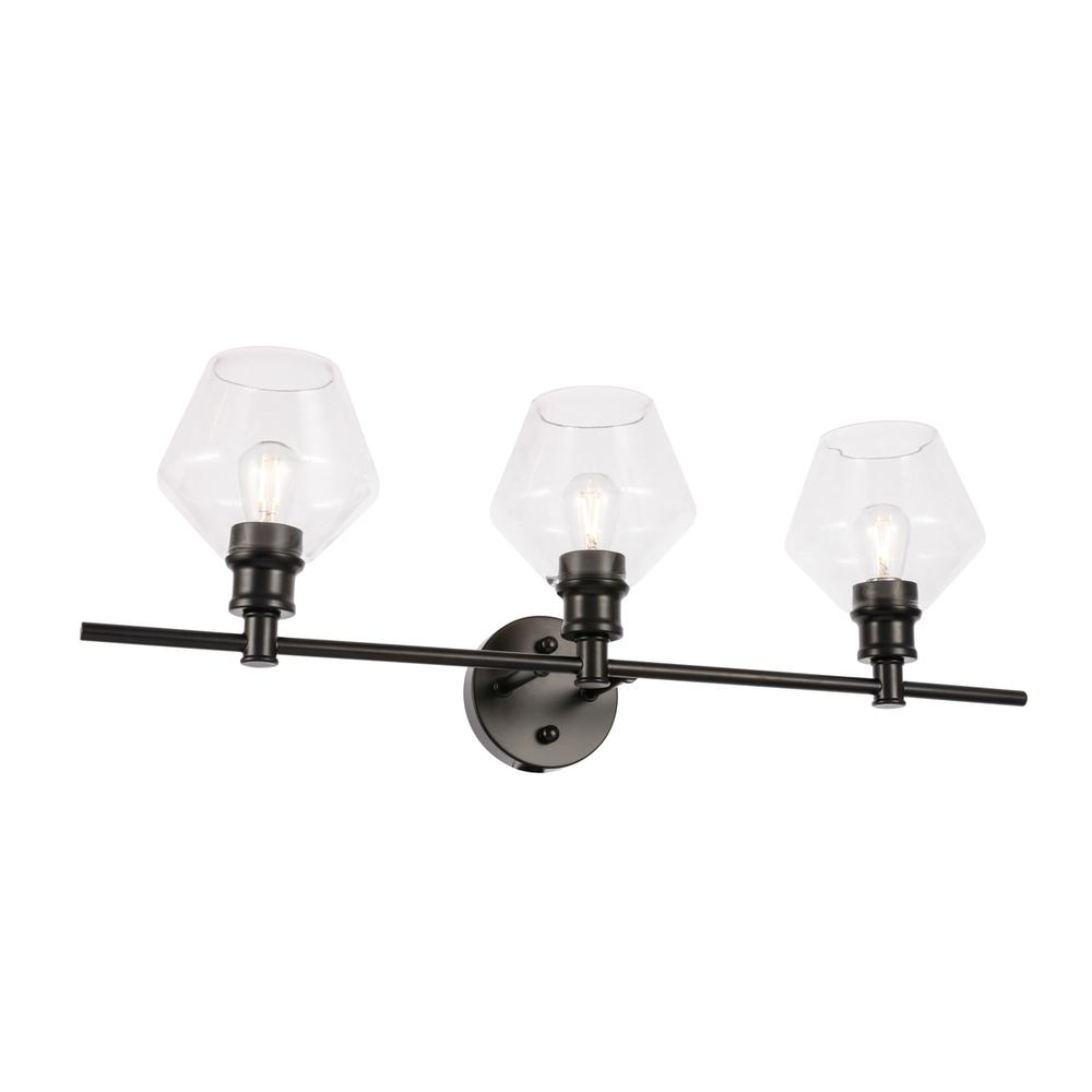Gene 3 light Black and Clear glass Wall sconce. Picture 3