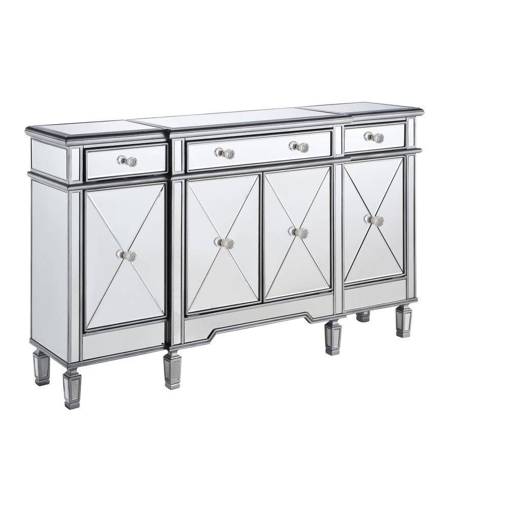 3 Drawer 4 Door Cabinet 60 in. x 14 in. x 36 in. in silver Clear. Picture 4