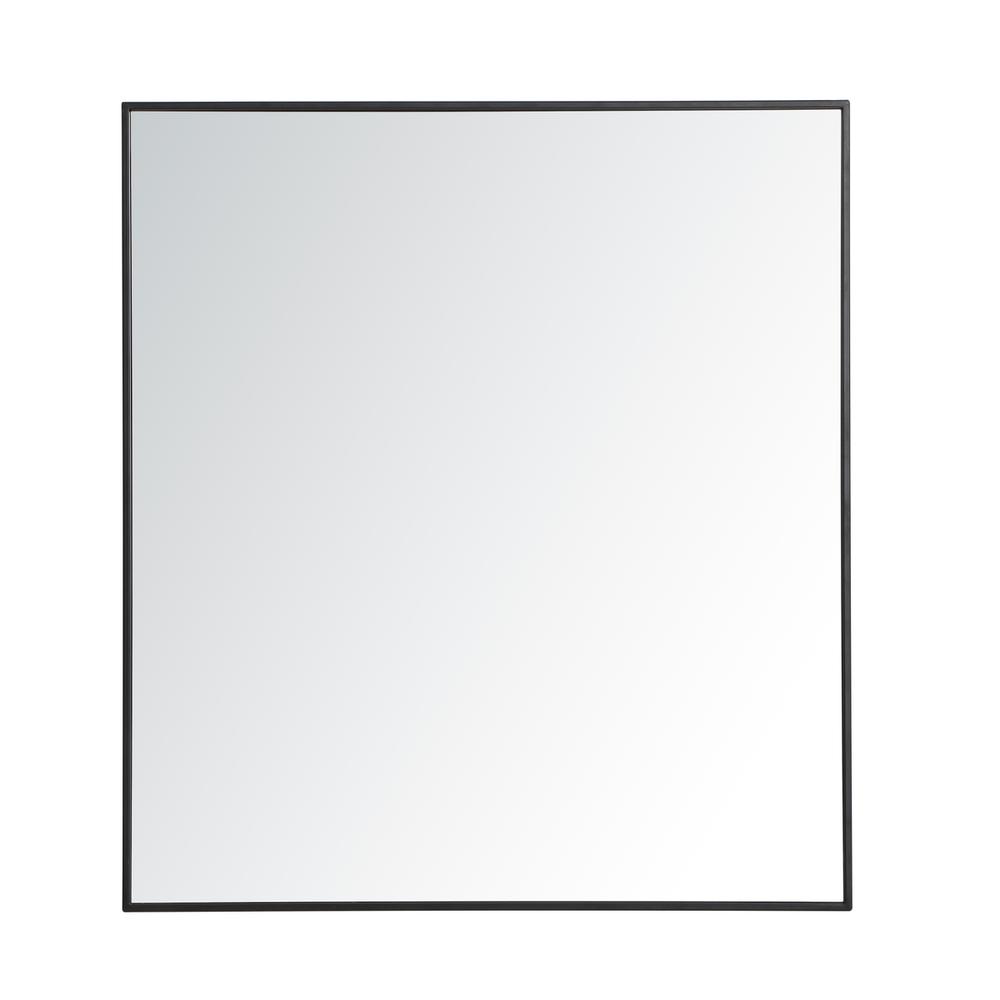 Metal frame rectangle mirror 36 inch in Black. Picture 1