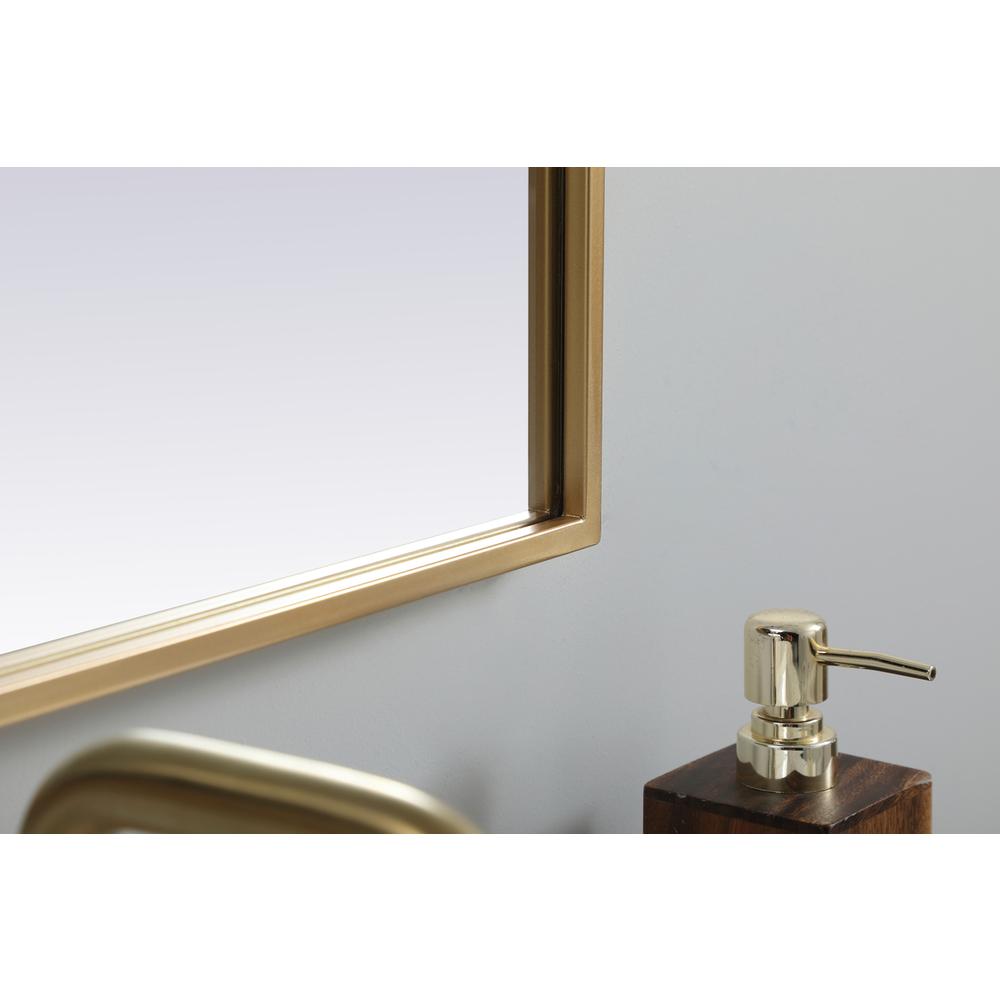 Metal Frame Arch Mirror 24x40 Inch in Brass. Picture 6