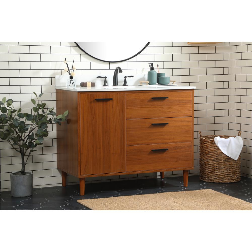 42 inch bathroom vanity in Teak with backsplash. Picture 2