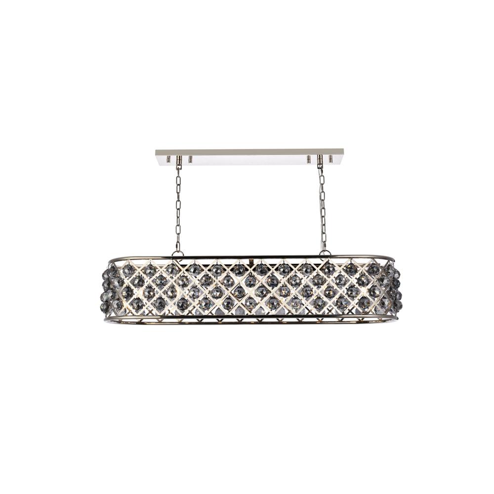 Madison 7 light polished Nickel Chandelier Silver Shade (Grey) Royal Cut Crystal. Picture 1