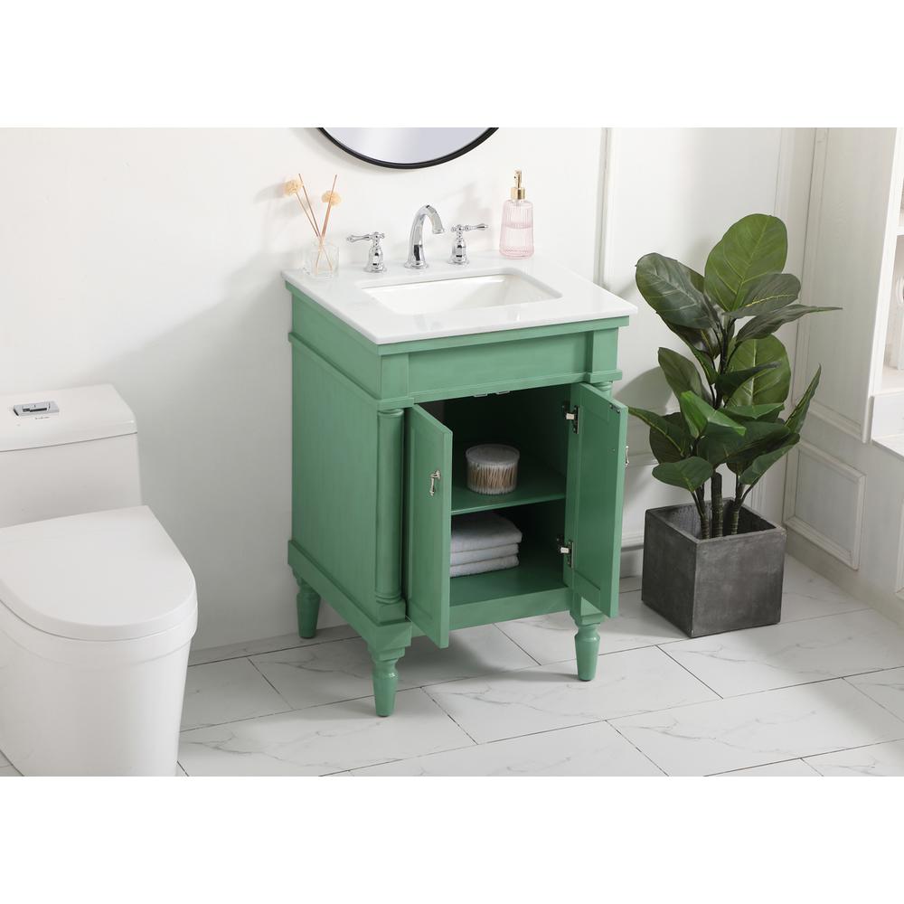 24 inch Single Bathroom vanity in vintage mint. Picture 3