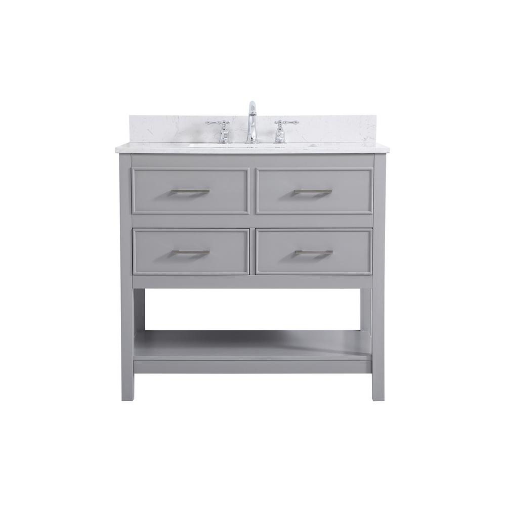 36 inch Single bathroom vanity in gray with backsplash. Picture 1