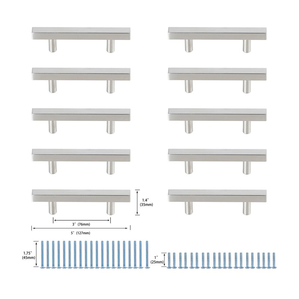 Dior 3" Center to Center Brushed Nickel Bar Pull Multipack (set of 10). Picture 5
