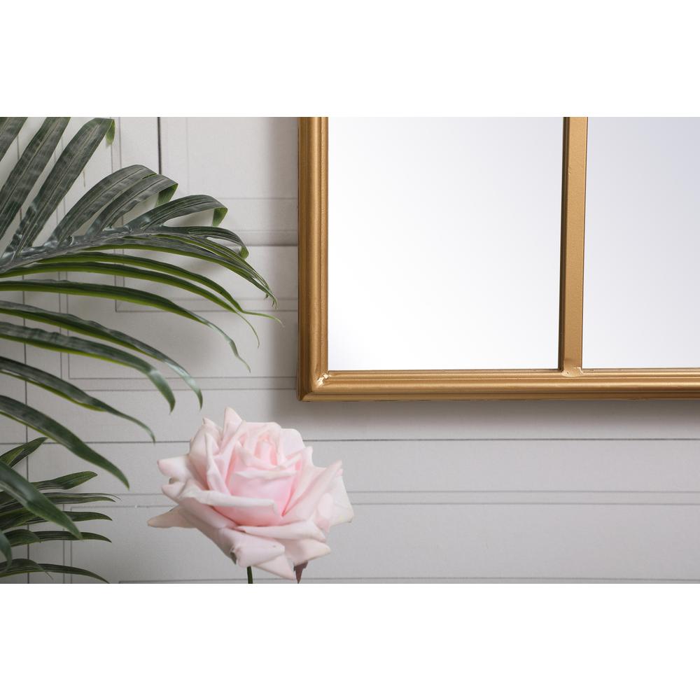 Metal windowpane mirror 28 inch x 41 inch in in Brass. Picture 3