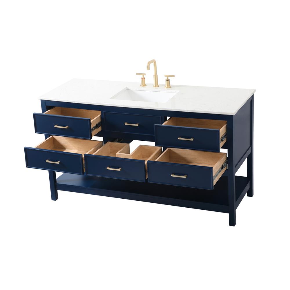 60 inch Single bathroom vanity in blue. Picture 9
