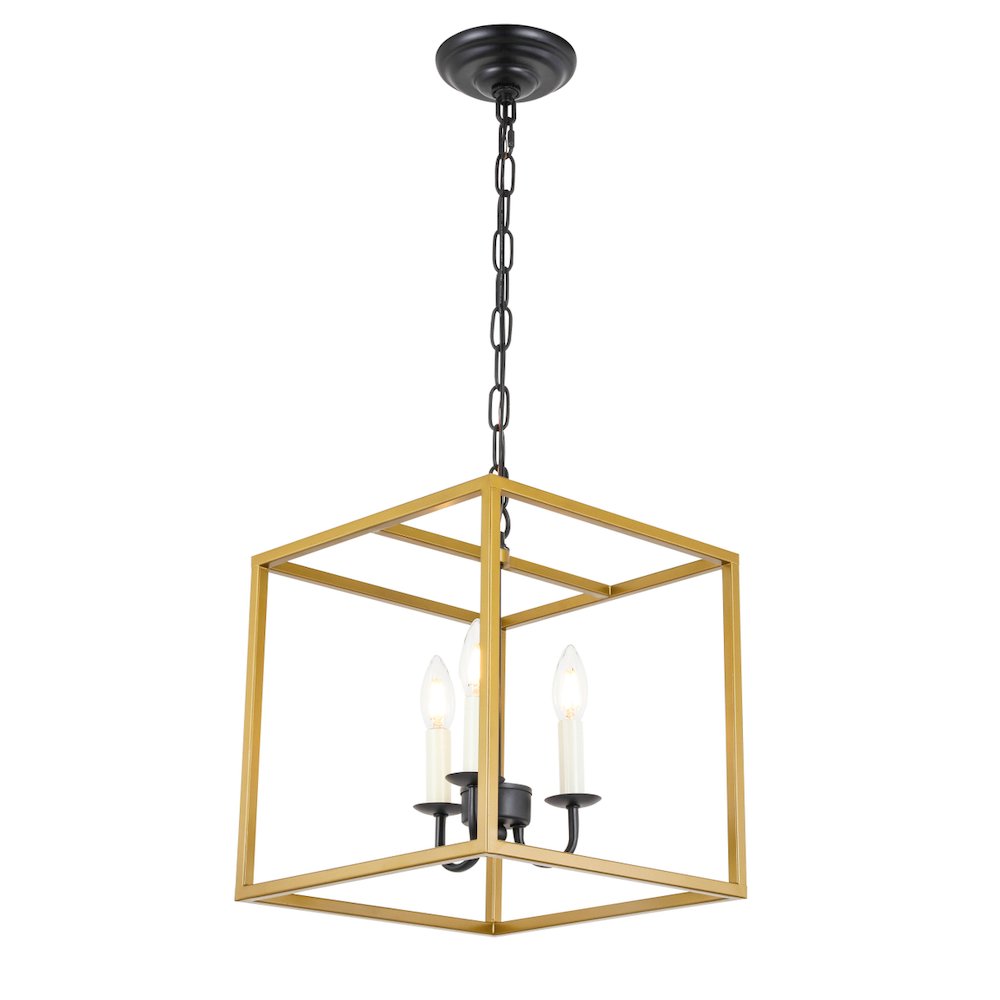 Eclipse 3 Light Brass And Black Pendant. Picture 7