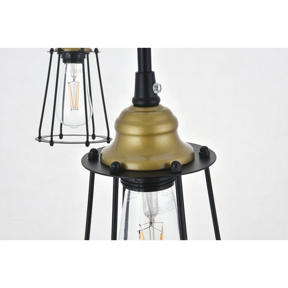 Auspice 3 Light Brass And Black Pendant. Picture 10