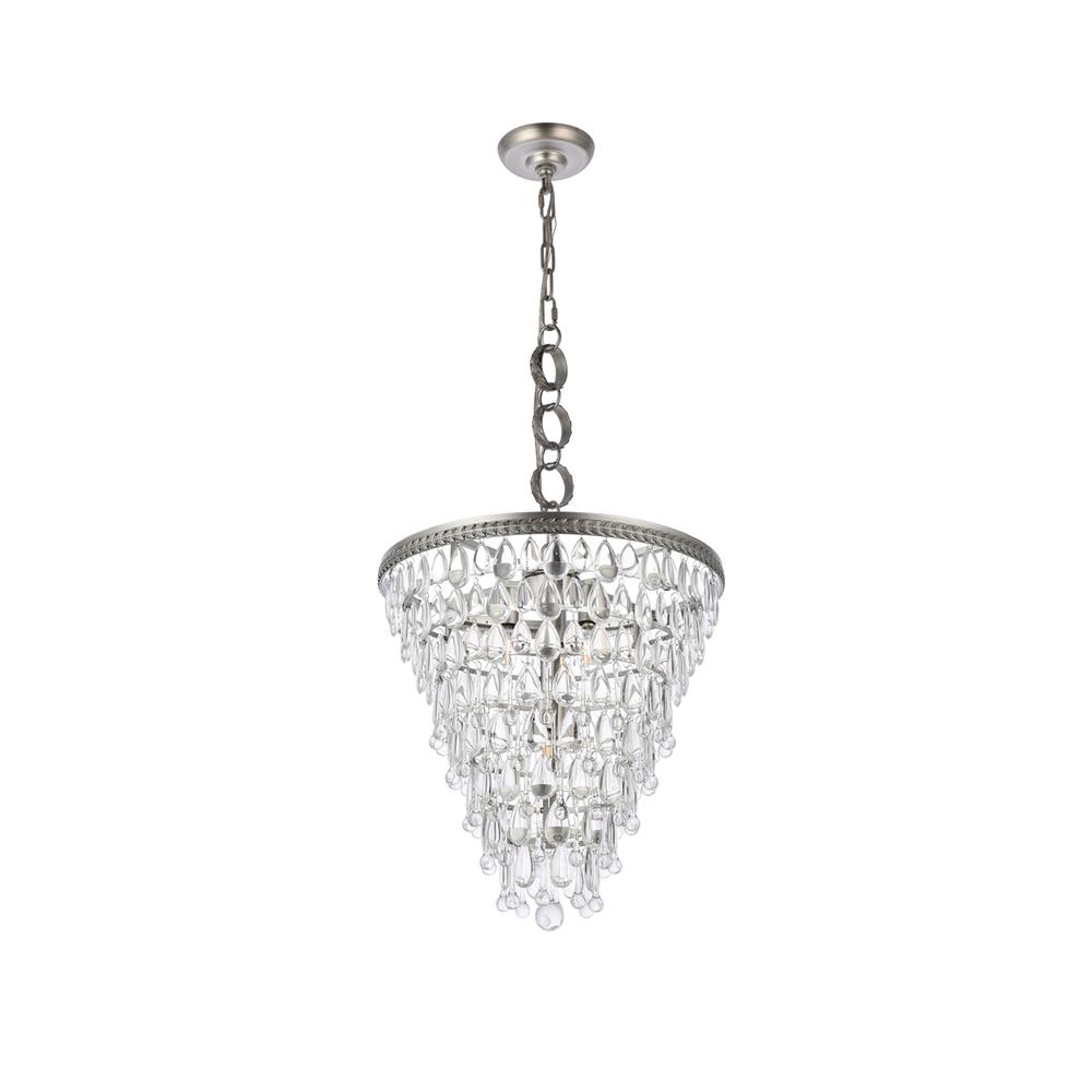 Nordic 5 light antique silver Pendant Clear Royal Cut Crystal. Picture 6