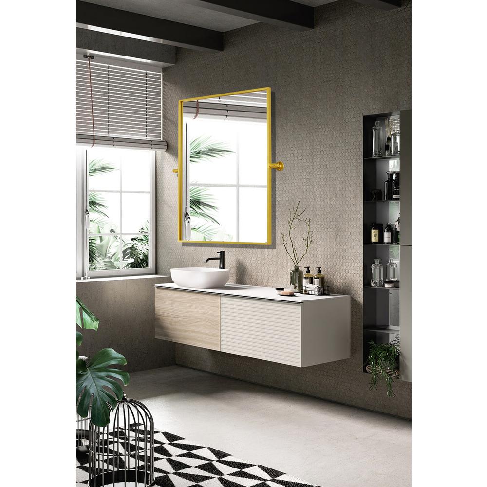 Rectangle Pivot Mirror 24X32 Inch In Gold. Picture 2