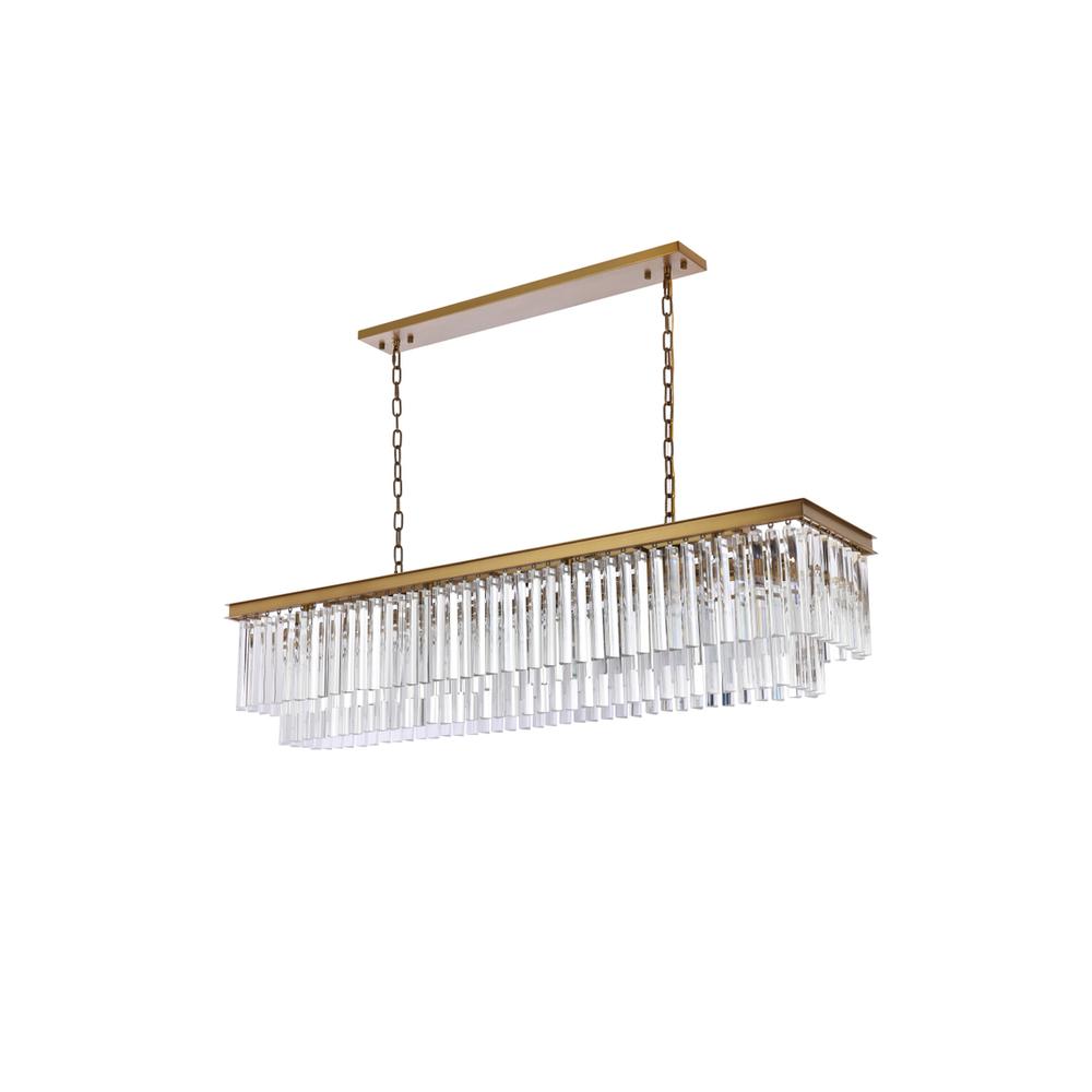 Sydney 60 inch rectangle crystal chandelier in satin gold. Picture 6