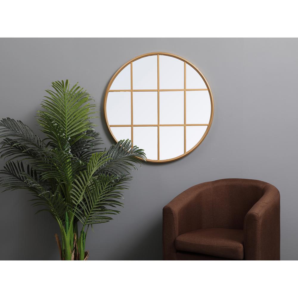 Metal windowpane mirror 32 inch x 32 inch in Brass. Picture 6
