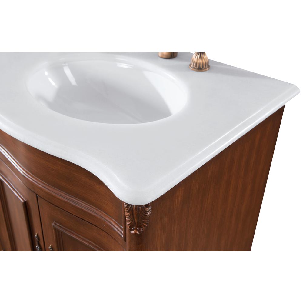60 inch Double Bathroom vanity in Teak with ivory white engineered marble. Picture 6