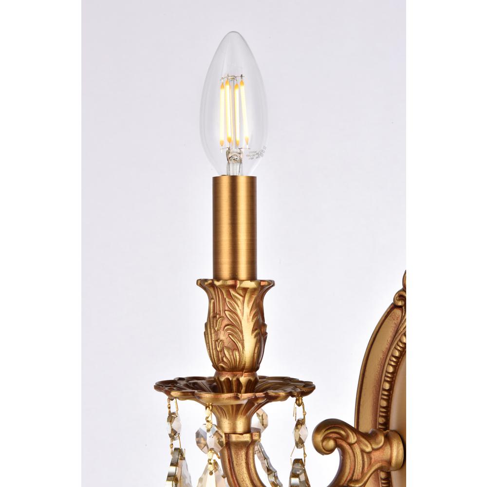 Rosalia 2 light French Gold Wall Sconce Golden Teak (Smoky) Royal Cut Crystal. Picture 4