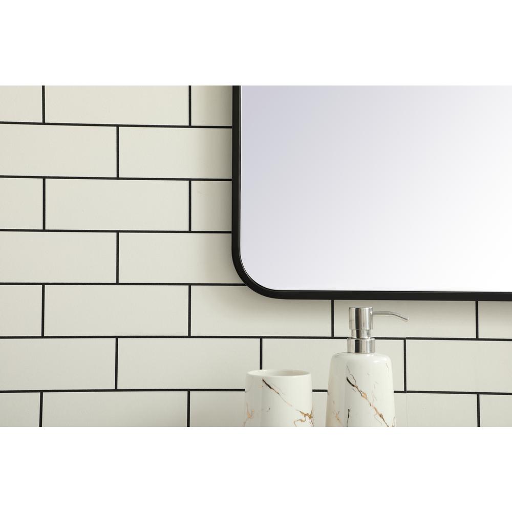 Soft corner metal rectangular mirror 30x40 inch in Black. Picture 3