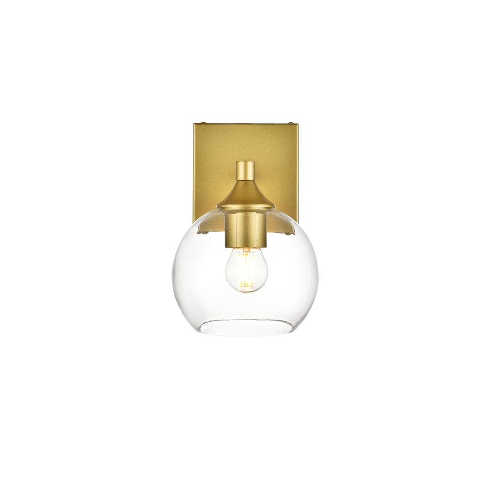 Foster 1 light Brass and Clear Bath Sconce. Picture 1