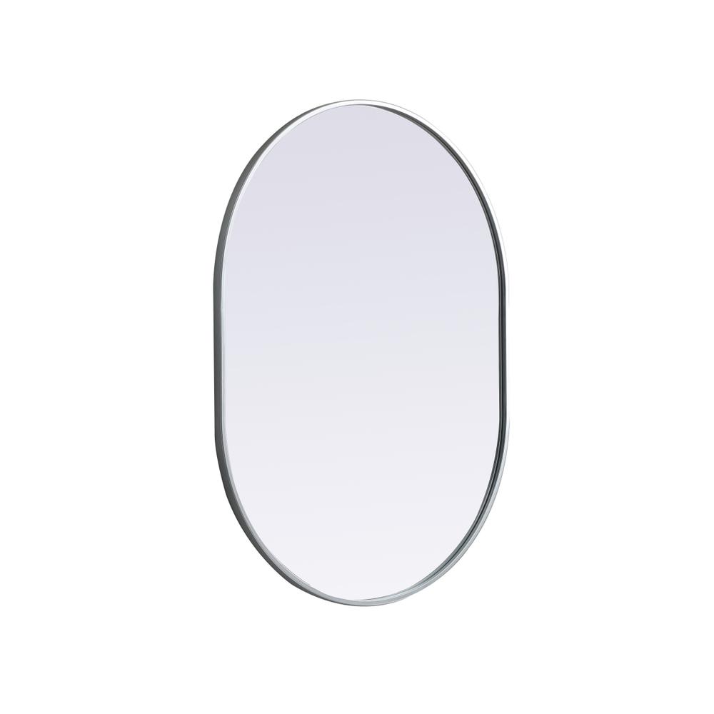 Metal Frame Oval Mirror 30x40 Inch in Silver. Picture 7