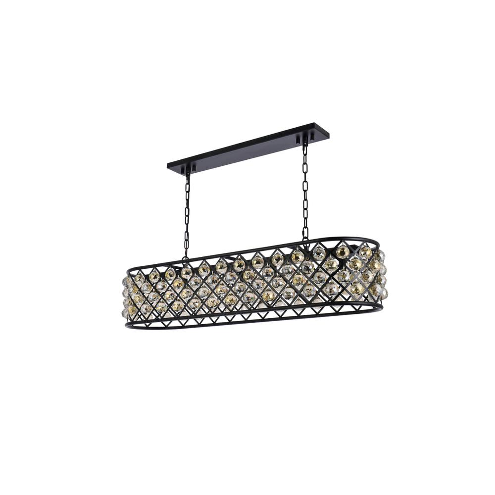 Madison 7 light Matte Black Chandelier Golden Teak (Smoky) Royal Cut Crystal. Picture 6