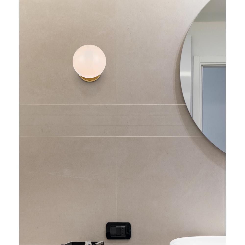 Mimi six inch dual flush mount and bath sconce in brass with frosted glass. Picture 7