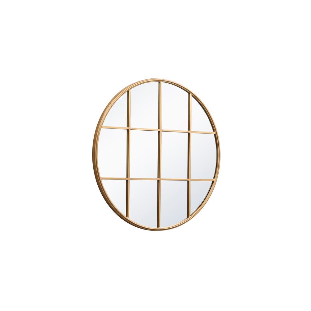 Metal windowpane mirror 36 inch x 36 inch in Brass. Picture 5