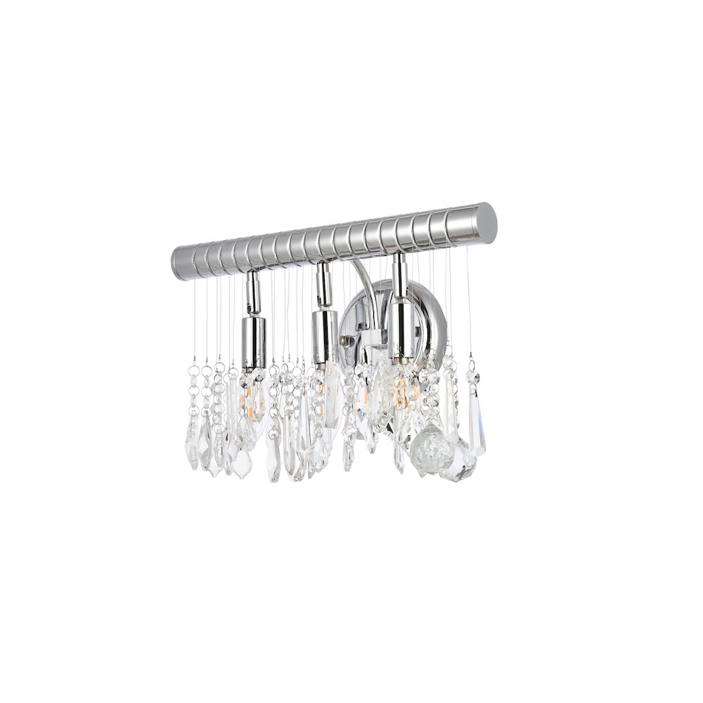 Chorus Line 3 Light Chrome Wall Sconce Clear Royal Cut Crystal. Picture 3