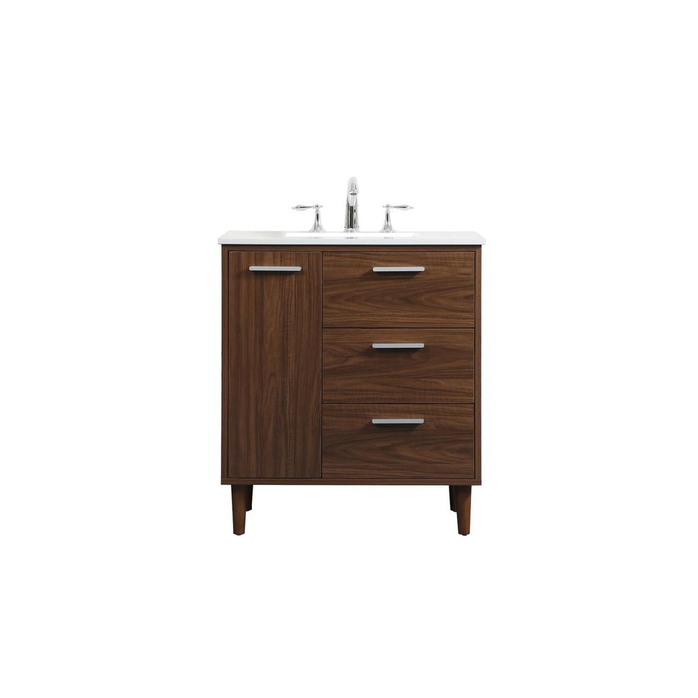 30 inch bathroom vanity in Walnut. Picture 1