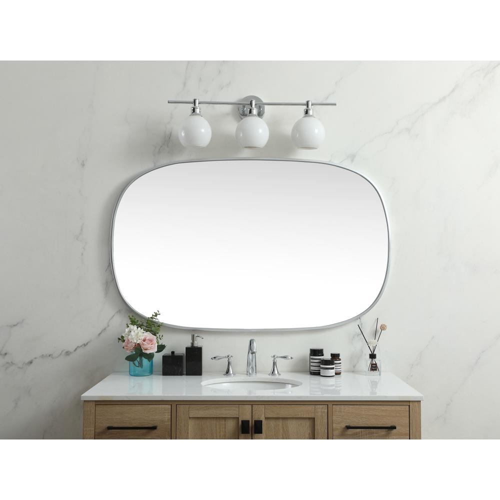 Metal Frame Oval Mirror 30x48 Inch in Silver. Picture 11