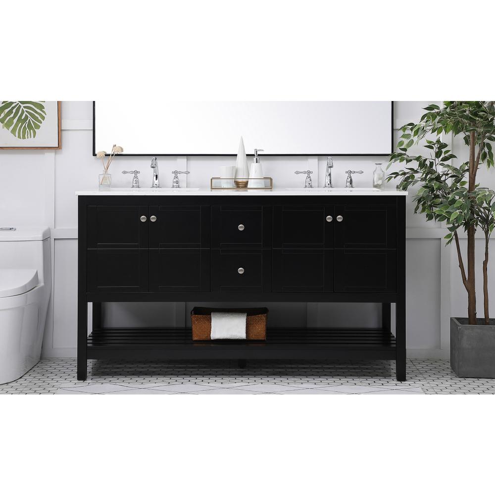 60 inch Single Bathroom Vanity in Black. Picture 14