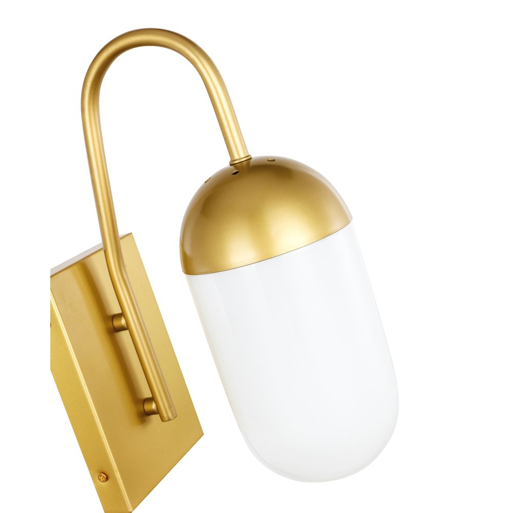 Kace 1 Light Brass And Frosted White Glass Wall Sconce. Picture 9