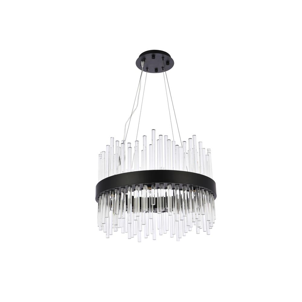 Dallas 20 inch round crystal pendant in black. Picture 6