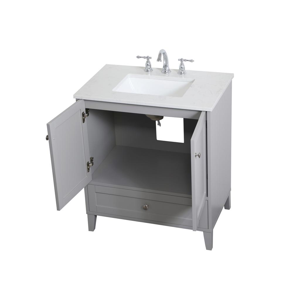 30 inch Single Bathroom Vanity in Grey. Picture 8