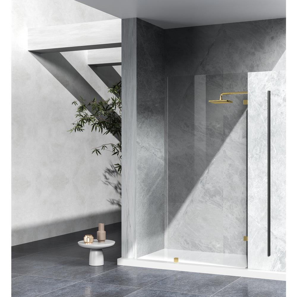Fixed frameless shower door 35 x 78 Brushed Gold. Picture 8