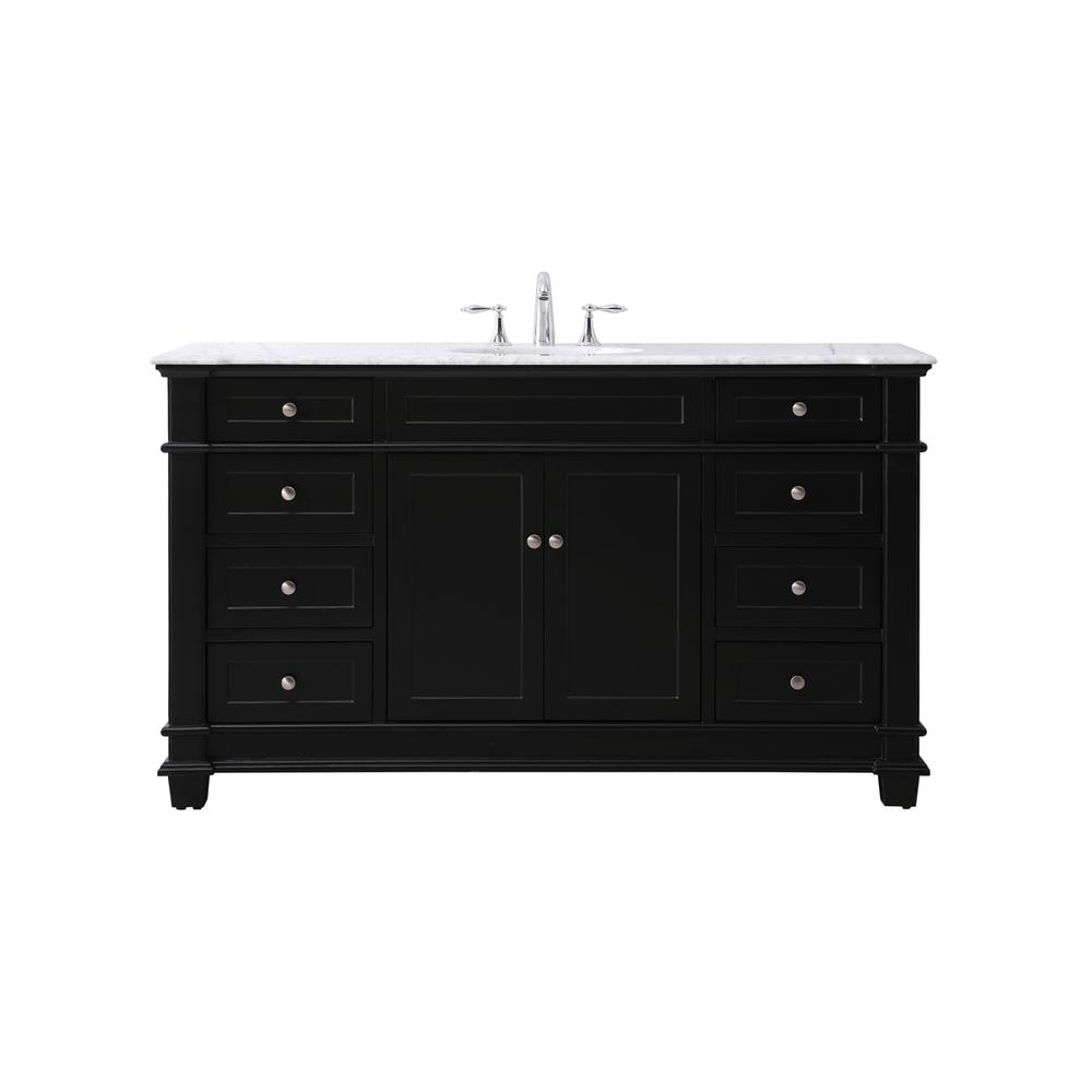 60 inch Single bathroom vanity set in black. Picture 1