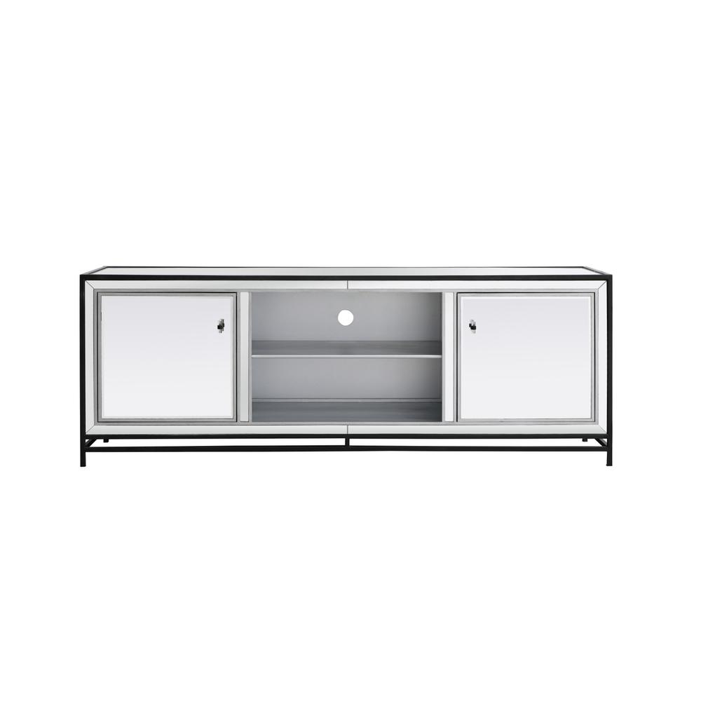 James 72 in. mirrored tv stand in black. Picture 1