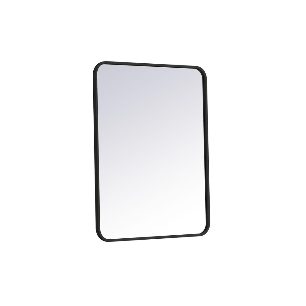 Soft corner metal rectangular mirror 24x32 inch in black. Picture 5