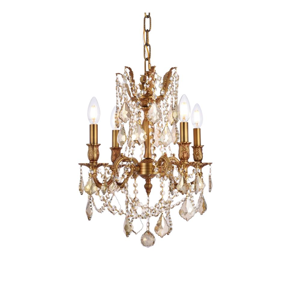 Rosalia 4 light French Gold Pendant Golden Teak (Smoky) Royal Cut Crystal. Picture 2
