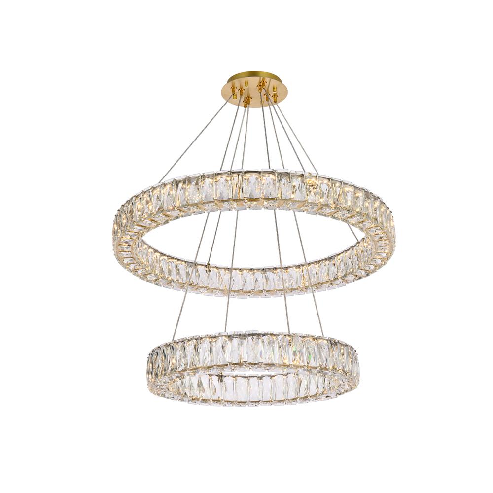 Monroe 28 inch LED double ring chandelier in gold. Picture 1