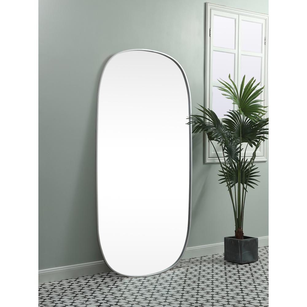 Metal Frame Oval Mirror 30x60 Inch in Silver. Picture 4