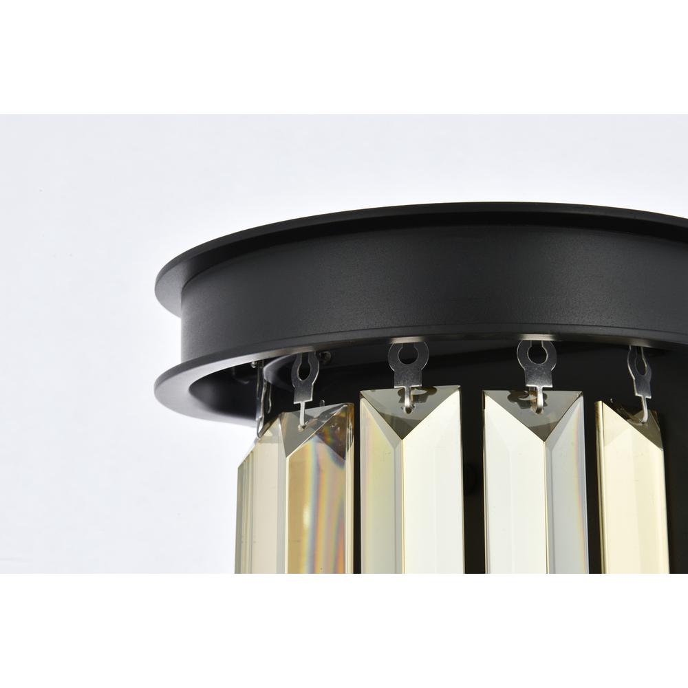 Sydney 2 light Matte Black Wall Sconce Golden Teak (Smoky) Royal Cut Crystal. Picture 5