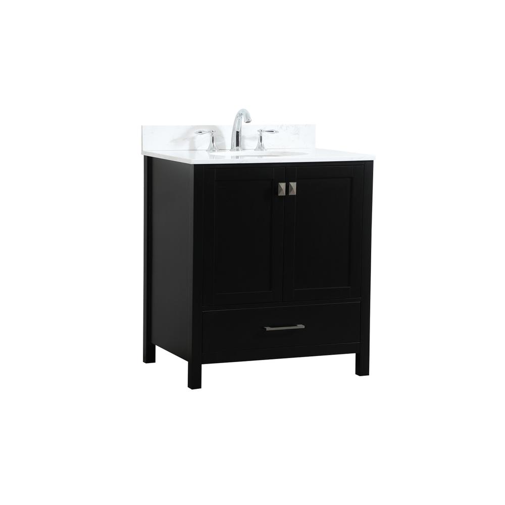 30 inch Single bathroom vanity in black with backsplash. Picture 7