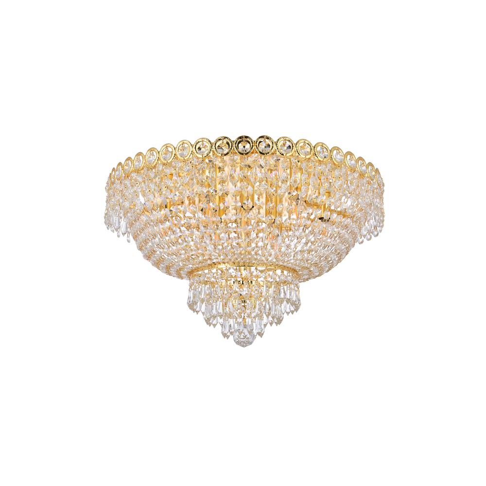 Century 9 light Gold Flush Mount Clear Royal Cut Crystal. Picture 6
