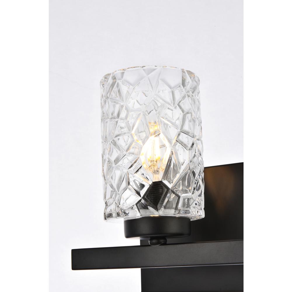 Cassie 1 light bath sconce in black with clear shade. Picture 3