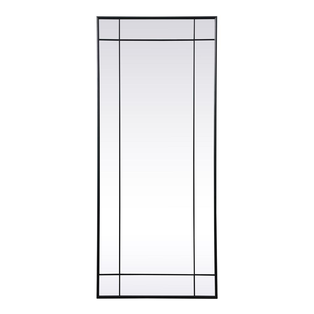French Panel Full Length Mirror 30x70 Inch In Black. Picture 1
